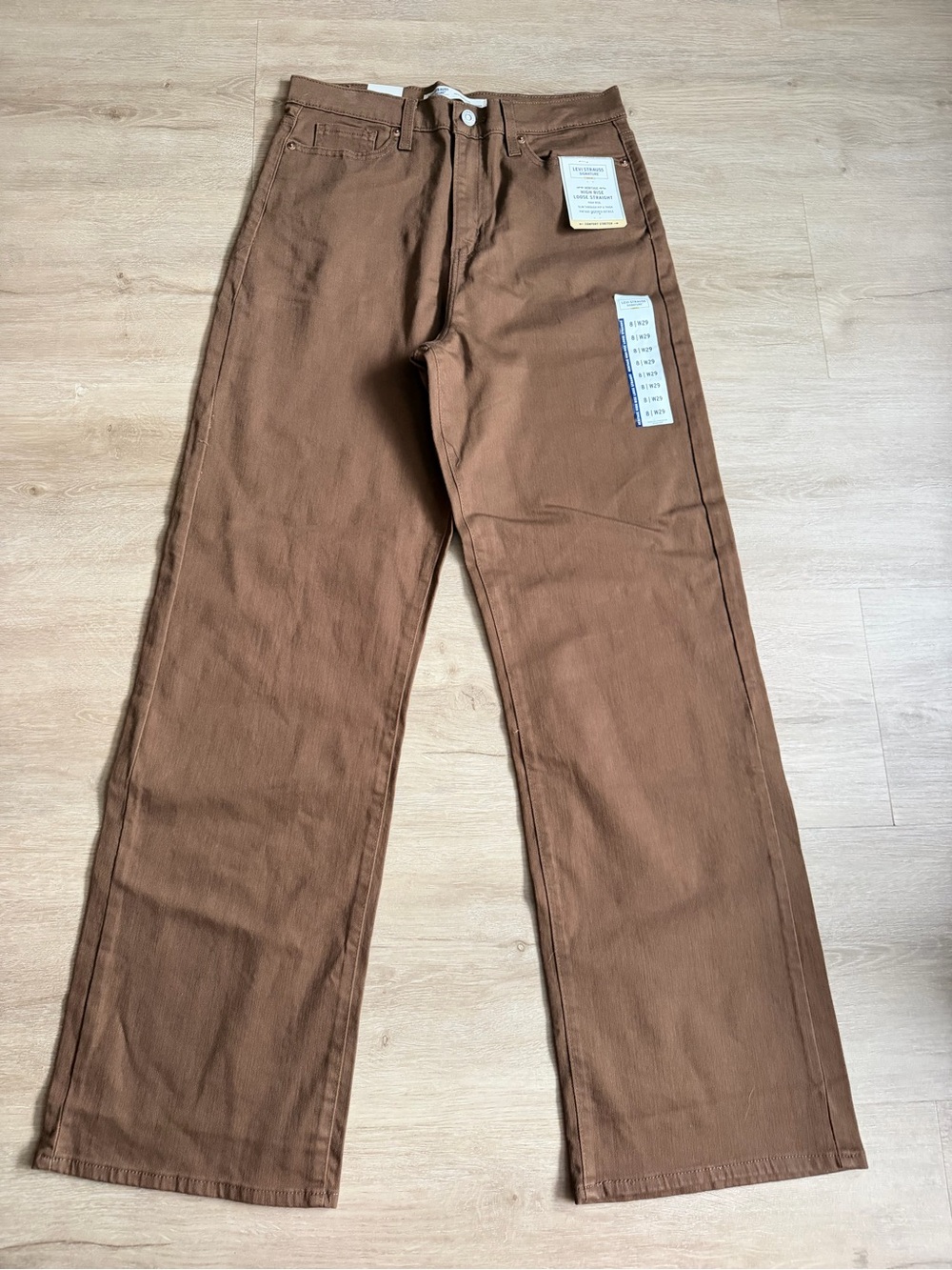 Levi's High Rise Loose Straight Leg Jeans Pants Brown Women Size 29 NWT